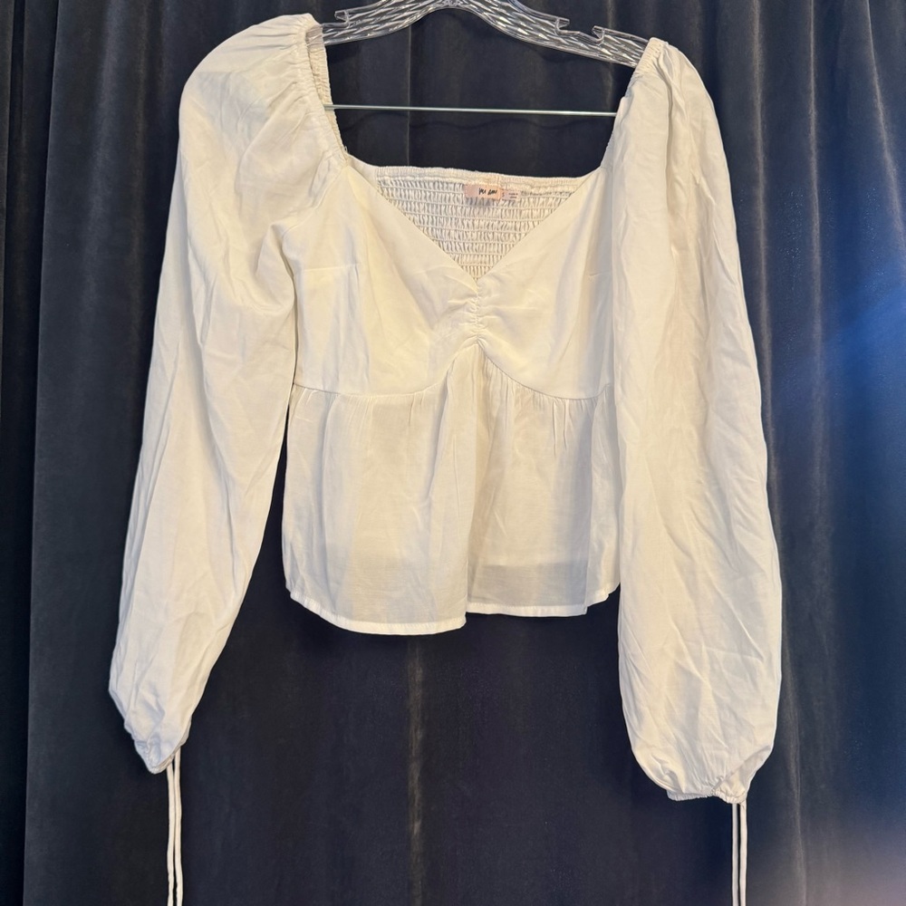 Miami Mi Ami‎ White Women's Blouse Babydoll Peplum Peasant Blouse Boho